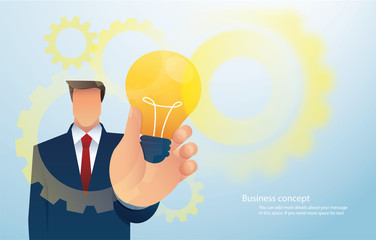 business man holding lightblub. creative concept. vector illustration EPS10 