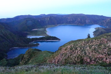 Fototapeta na wymiar Mountain lake on the azores