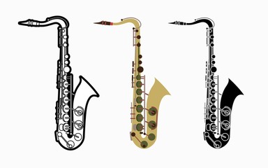 Naklejka premium Saxophone instrument cartoon music graphic vector