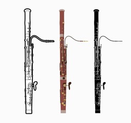 Bassoon instrument cartoon music graphic vector