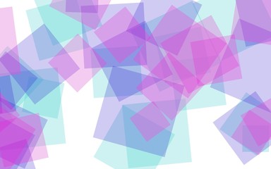 Multicolored translucent squares on white background. Red tones. 3D illustration