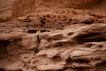 Red canyon, Israel - December, 2019. Desert landscape near Eilat with rocks in the afternoon.