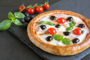 Traditional Italian dish, delicious pizza Margarita.