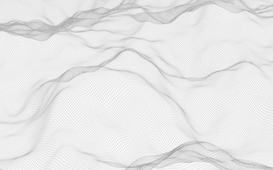 Abstract landscape on a white background. Cyberspace grid. hi tech network. 3d illustration
