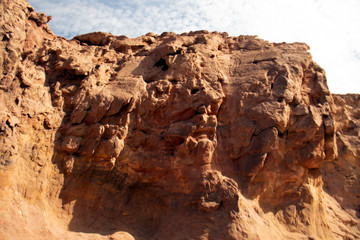 Red canyon, Israel - December, 2019. Desert landscape near Eilat with rocks in the afternoon.