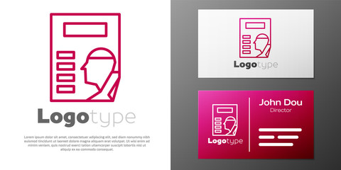 Logotype line Cinema poster icon isolated on white background. Logo design template element. Vector Illustration