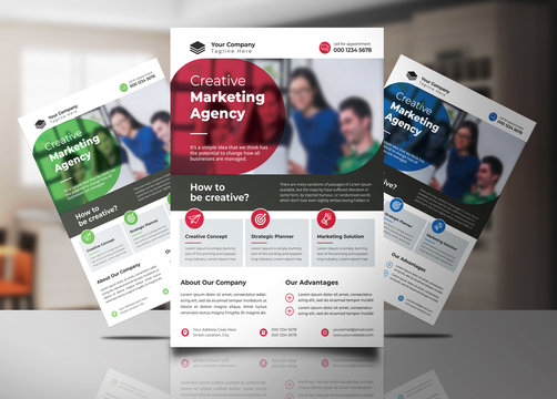 Corporate Flyer Template Red Blue And Green Accent With Graphic resources
