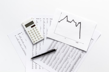 Financail crisis - business grahp, markets crash - on white background top-down