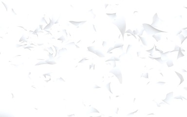 Flying sheets of paper isolated on white background. Abstract money is flying in the air. 3D illustration