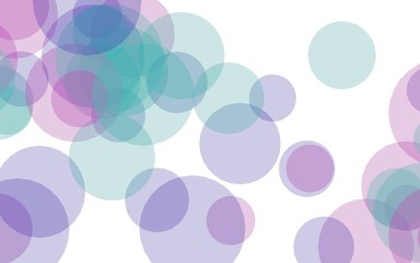 Multicolored translucent circles on a white background. Pink tones. 3D illustration