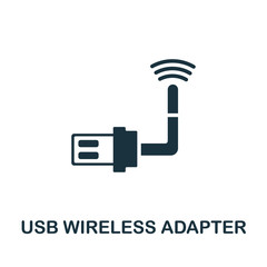 Fototapeta na wymiar Usb Wireless Adapter icon. Simple illustration from wireless devices collection. Creative Usb Wireless Adapter icon for web design, templates