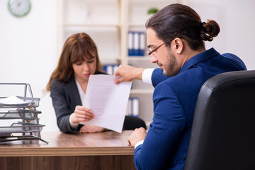 Fototapeta premium Business meeting between businessman and businesswoman