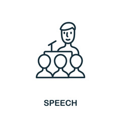 Speech icon from business training collection. Simple line Speech icon for templates, web design and infographics
