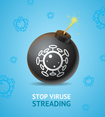 Realistic Detailed 3d Stop Virus Concept Ad Poster Card. Vector