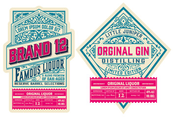 Set of 2 vintage labels. Vector layered - obrazy, fototapety, plakaty