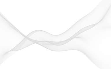 White abstract background. Fluttering white scarf. Waving on wind white fabric. 3D illustration