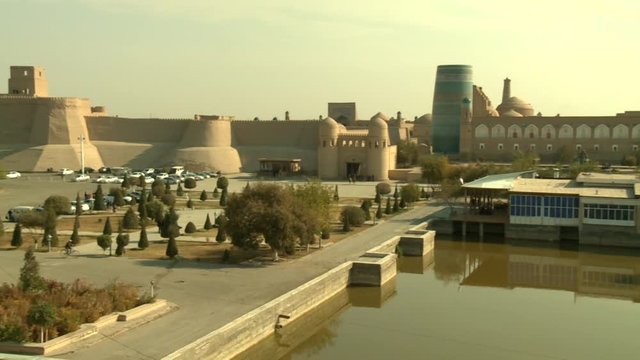 Beautiful oriental architecture of Uzbekistan. Khiva, ancient city on Silk road.