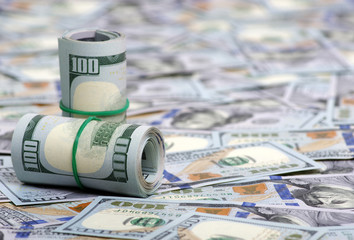  dollars in roll on money background