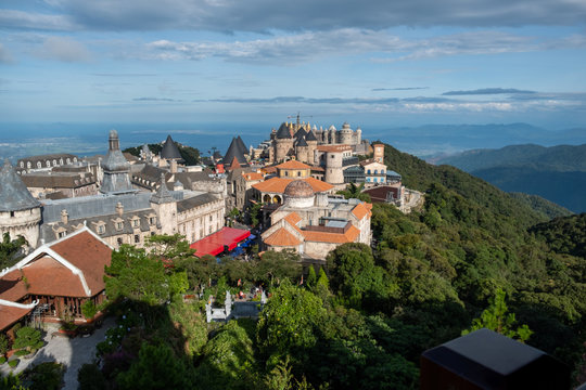 The peaceful and beautiful without people suburb of temple and castle Vietnam between the epidemic