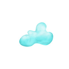 blue cloud illustration isolated on white background. Hand drawing. Postcard, poster, mug, stationery, print, packaging, wallpaper, textile, fabric design 