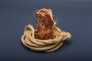 Copper cable, copper filaments to carry electricity.