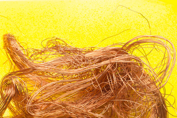 Copper cable, copper filaments to carry electricity.