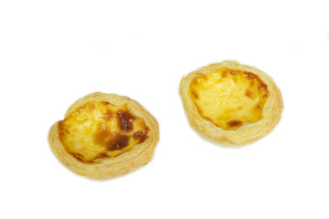 Egg tarts, isolated on white background
