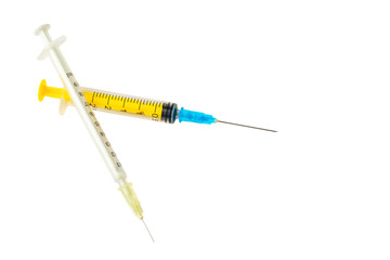Medical syringes isolated on a white background