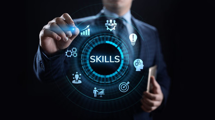 Skills Education Learning Personal development Competency Business concept.