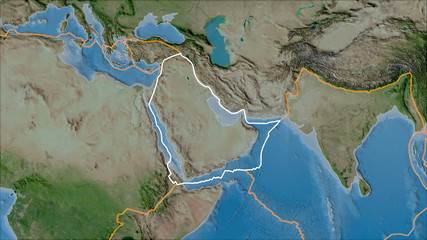 Outlined Arabian plate. Satellite imagery A