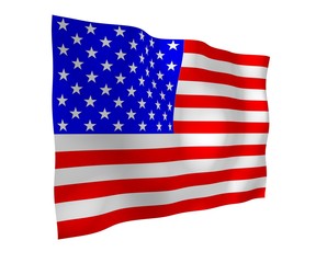 Fototapeta premium Waving flag of the United States of America. Stars and Stripes. State symbol of the USA. 3D illustration