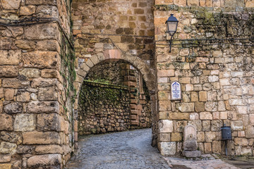 Old gateway in historic Sepulveda town in Segovia region, Spain