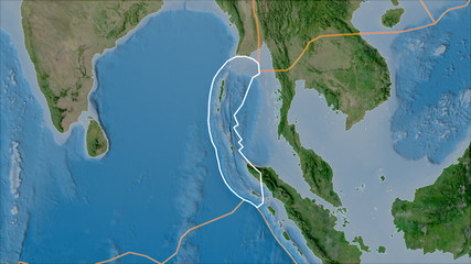 Outlined Burma plate. Satellite imagery A