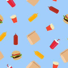Vector Illustration of a Take Away Food Seamless Pattern or Background