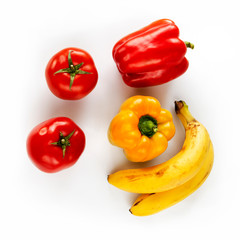 Red and yellow vegetables and fruits