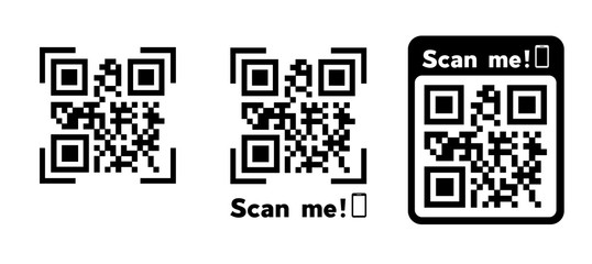 Fototapeta premium QR code and text scan me, vector icon on white background.