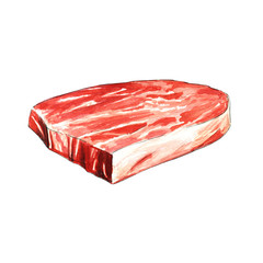 Raw steak watercolor illustration on white background