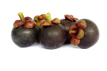 Mangosteen, famous fruit of Thailand, delicious on white ground