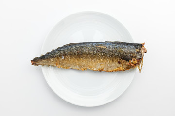 Grilled mackerel fish on background