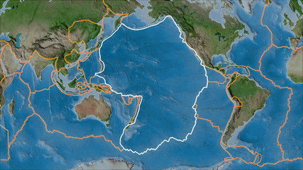 Outlined Pacific plate. Satellite imagery A © Yarr65