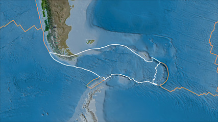 Outlined Scotia plate. Satellite imagery A
