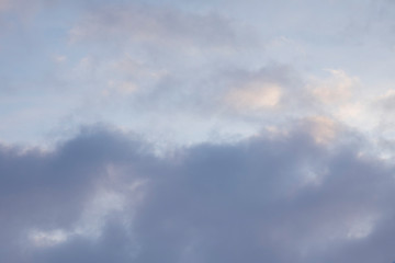 A beautiful sunset sky. Background and texture of thick clouds