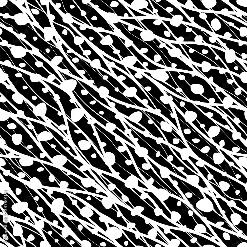 Poster composition seamless pattern random dots, circles, twist lines. irregular chaotic abstract texture t
