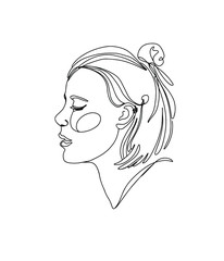 Abstract female portrait in one line. Minimalist style. Contour fashion profile. Vector stock illustration. Logo for a beauty salon, cosmetic brands, print.