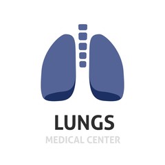 Lungs logotype vector symbol or lung care logo medical clinic centre flat style design sign isolated, concept of pulmonary center emblem