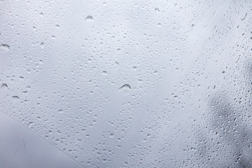 Water drops on wet glass. Texture and background of rain