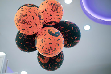 Halloween balloons in orange and black with a pattern