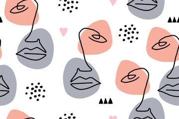 Seamless abstract pattern with face.