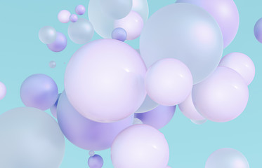 Abstract 3d art background. Holographic geometric floating liquid blobs, soap bubbles, sphere.