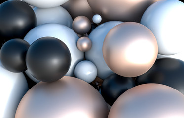 Abstract 3d art background. Minimalist  geometric sphere with gold and black color.